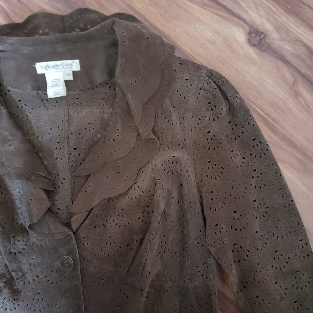 Coldwater creek real leather lazer cut jacket